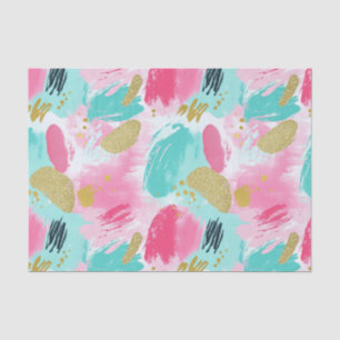 Papel De Seda Rosas Suaves Menta Primavera Dorado Pinceladas Abs