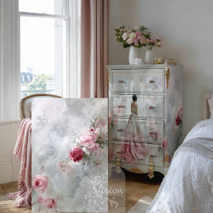 Papel De Seda Rosas suaves rosadas Reverie III Rosas Grises clar