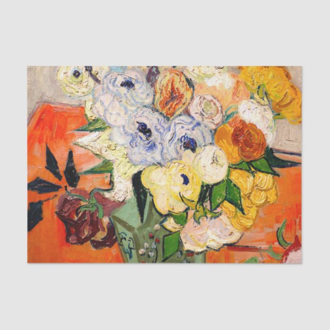 Papel De Seda Rosas Van Gogh y Anemones (Anverso)