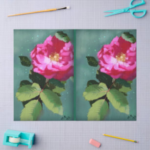 Papel De Seda Rosas verdes de la flor rosa rosa - Decoración flo