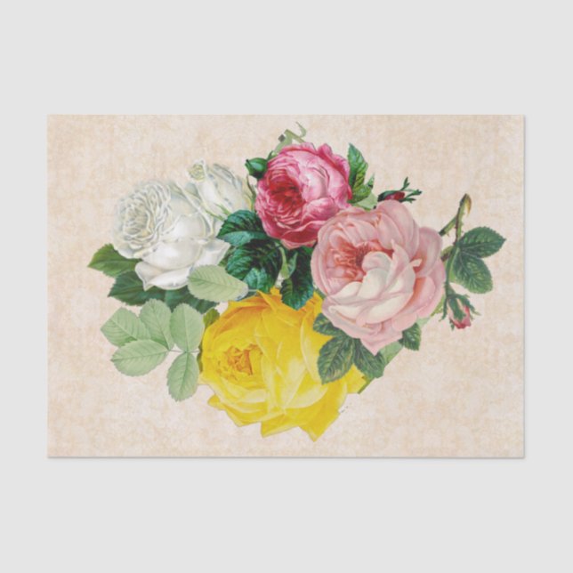 Papel De Seda Rosas Victorianas Antiguas Decoupage (Anverso)