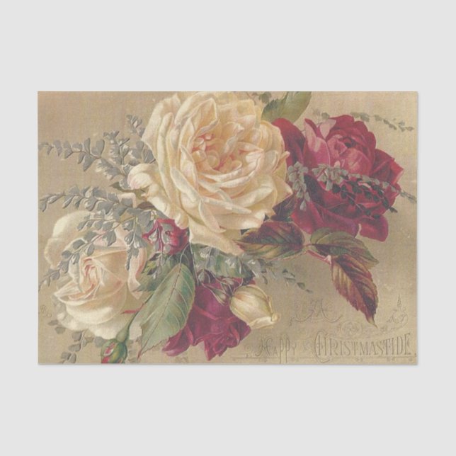 Papel De Seda Rosas Victorianas de Navidad  (Anverso)