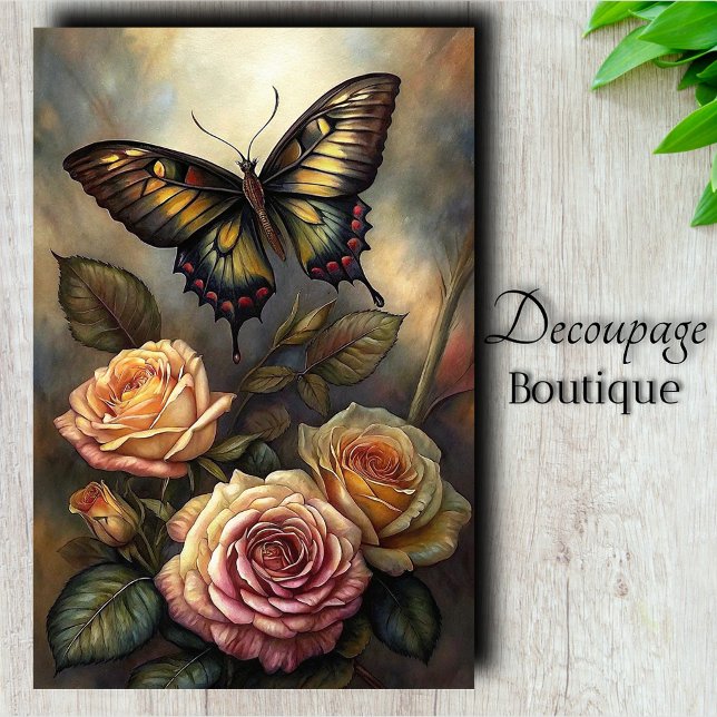 Papel De Seda Rosas victorianos: desenlace de mariposa (Victorian Roses Butterfly Collection Decoupage Tissue Paper
)