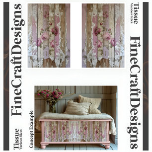 Papel De Seda Rosas Vintage Shabby Chic en Madera Decoupage A2RL