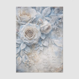 Papel De Seda Rosas y bayas blancas de invierno inspiradas en vi