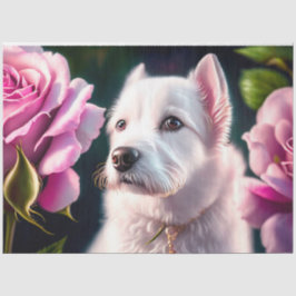 Papel De Seda Rosas Y Colección De Perros