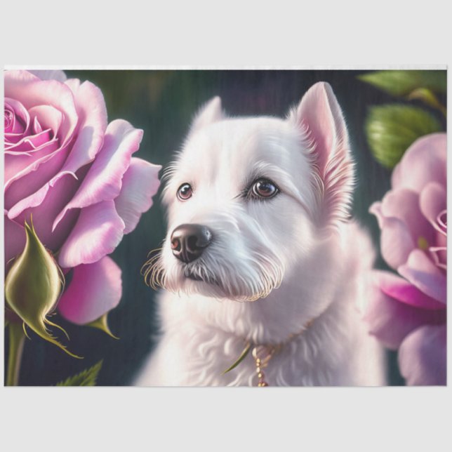 Papel De Seda Rosas Y Colección De Perros (Anverso)