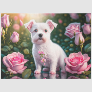 Papel De Seda Rosas Y Colección De Perros Pequeños