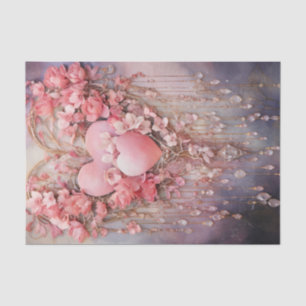 Papel De Seda Rosas y corazones rosados y rojos de San Valentín