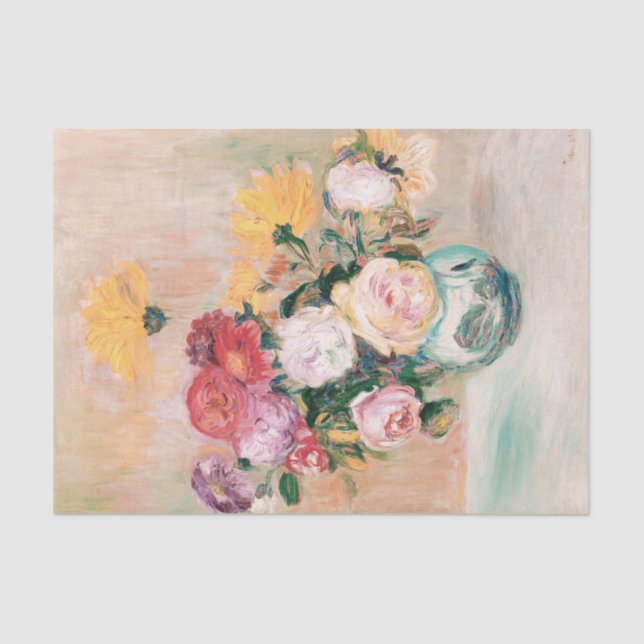 Papel De Seda Rosas y Dahlias por Auguste Renoir (Anverso)
