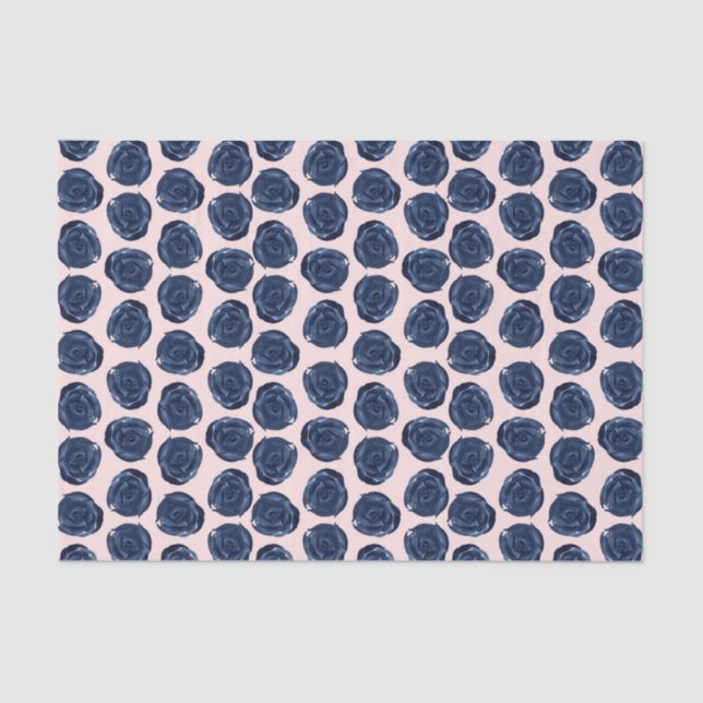 Papel De Seda Rosas y Enredaderas de Acuarela Rosa Azul Casa de  (Anverso)