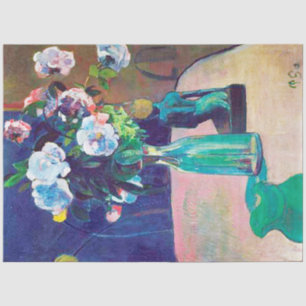 Papel De Seda Rosas y estatuilla, Gauguin