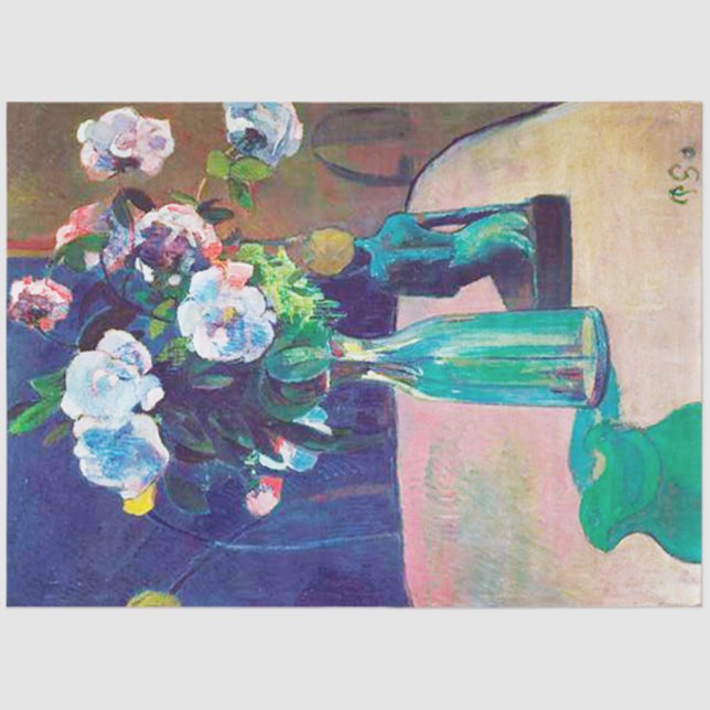 Papel De Seda Rosas y estatuilla, Gauguin (Anverso)