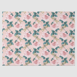 Papel De Seda Rosas y libélulas (Diseño 6)