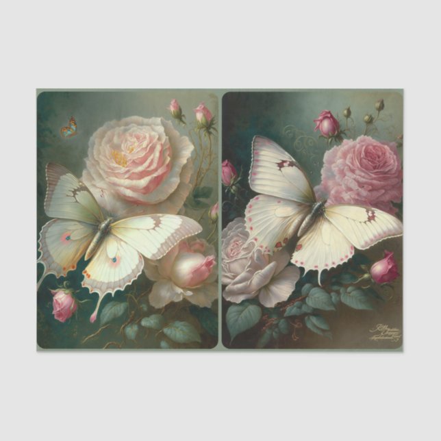 Papel De Seda Rosas y mariposas (Anverso)