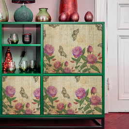 Papel De Seda Rosas Y Mariposas Rosa Vintage En La Decoración De