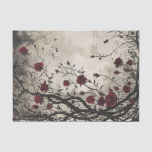 Papel De Seda Rosas y Thorns Rojas Góticas