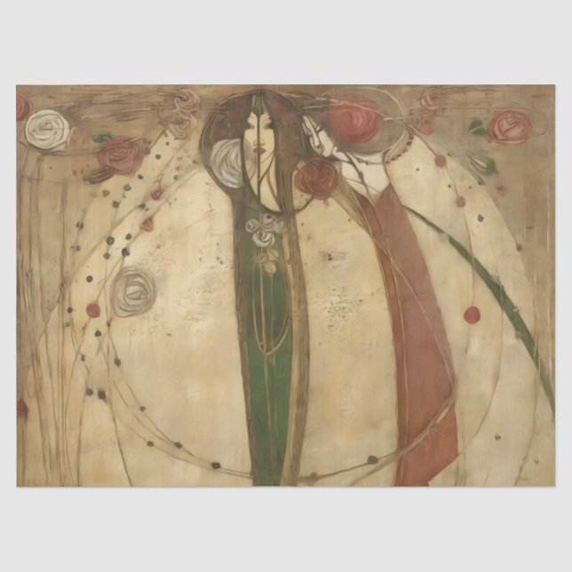 Papel De Seda Rose House de Margaret MacDonald MacKintosh (Anverso)