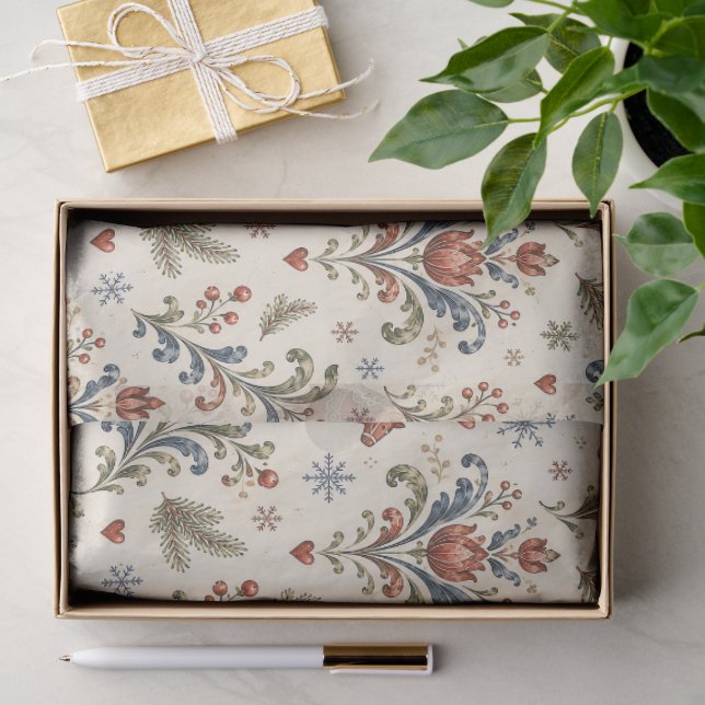 Papel De Seda Rosemaling navideño nórdico (Regalo )