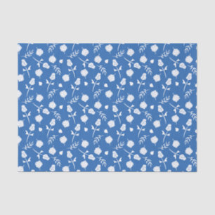 Papel De Seda Roses azul y blanco bonito Rosebud Impresión flora