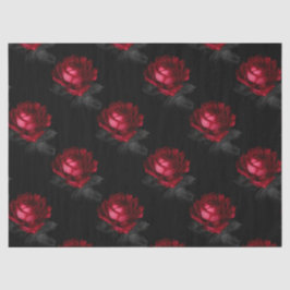 Papel De Seda Roses rojos con hojas grises en negro