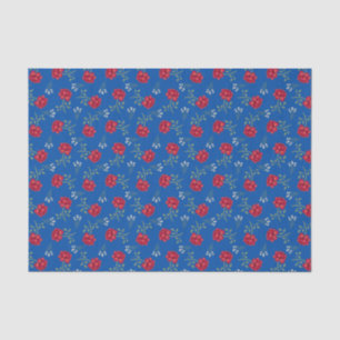 Papel De Seda Roses rojos en calico mediano sobredimensionado az