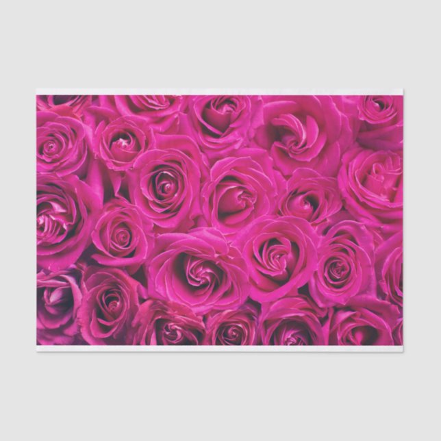 Papel De Seda Roses rosadas vibrantes (Anverso)