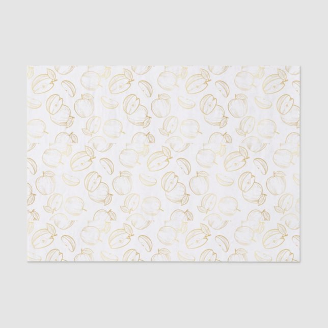 Papel De Seda Rosh Hashanah Gold Apples Shana Tova Elegant (Anverso)