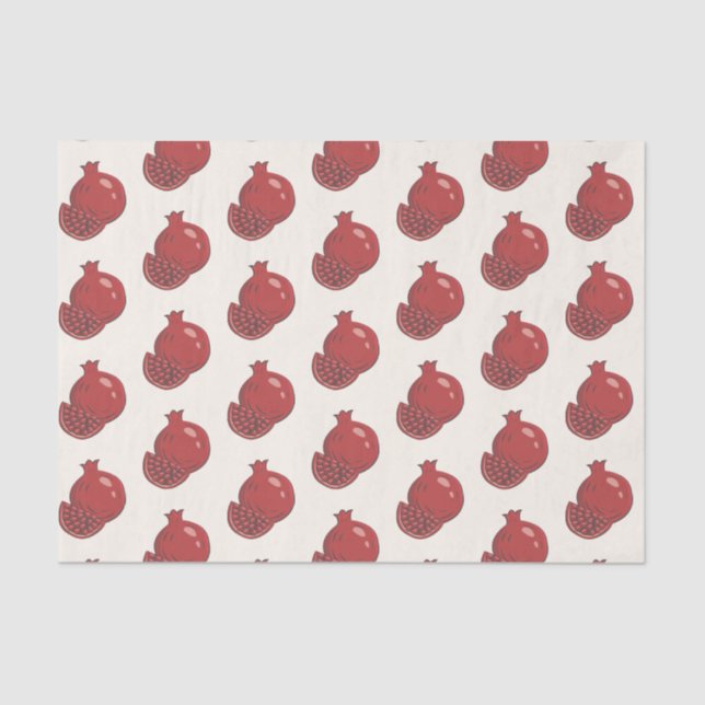 Papel De Seda Rosh Hashanah Red Pomegranates Grunge Style (Anverso)