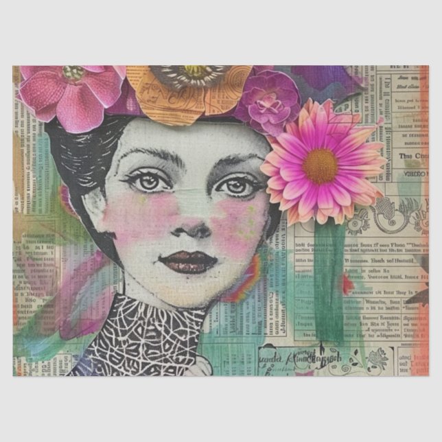 Papel De Seda Rostro de Collage de Álbum Antiguo (5) (Anverso)