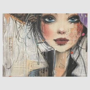 Papel De Seda Rostro de Collage de Álbum de Recortes Antiguo (8)