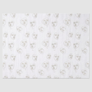 Papel De Seda Rostro Femenino Mínimo Patrón de Línea (1)