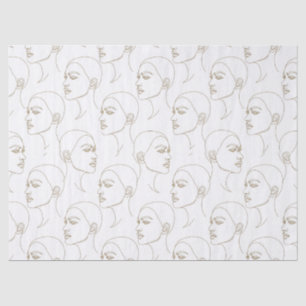 Papel De Seda Rostro Femenino Mínimo Patrón de Línea (2)