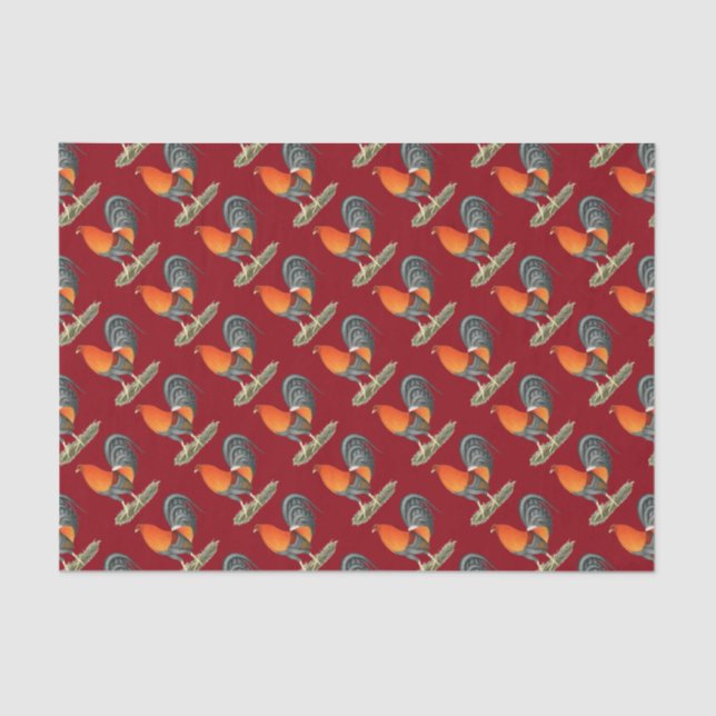 Papel De Seda Rostro Rojo Azul Gamecock (Anverso)