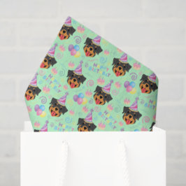 Papel De Seda Rottweiler Birthday Tissue Paper in Green