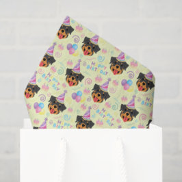 Papel De Seda Rottweiler Birthday Tissue Paper in Yellow