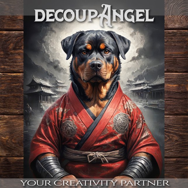 Papel De Seda Rottweiler en Red Kimono - Decoupage - (Subido por el creador)