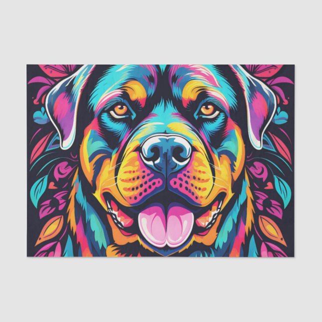 Papel De Seda Rottweiler en Vibrant Hues (Anverso)