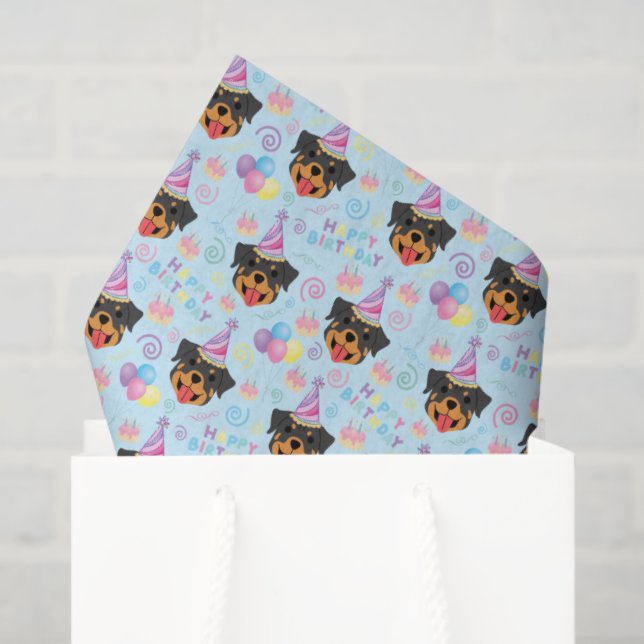 Papel De Seda Rottweiler Tissue Paper in Blue (Bolsa de regalo)