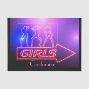 Papel De Seda Rótulo de Chicas rosados neón Thunder_Cove