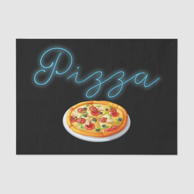 Papel De Seda Rótulo Neon Pizza (Anverso)