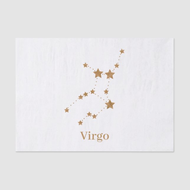 Papel De Seda Rótulo Zodiaco moderno Virgo de Oro | Tierra de el (Anverso)