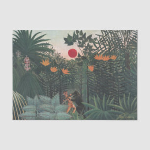 Papel De Seda Rousseau - Paisaje Tropical, Indio y Gorila