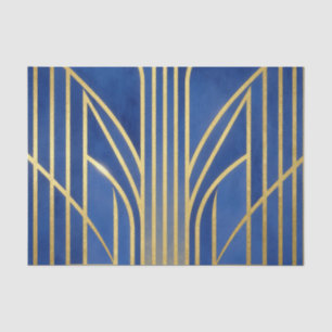 Papel De Seda Royal Blue Oro Art Déco