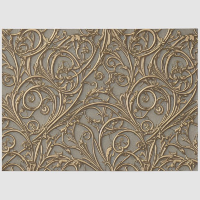 Papel De Seda Royal Bronze Floral Ornate Damask (Anverso)
