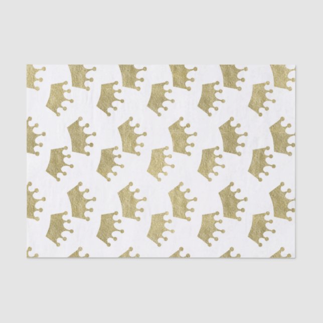 Papel De Seda Royal Gold Crowne Fairytale Princess Baby Shower (Anverso)