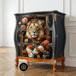 Papel De Seda Royal Lion King Crown Floral Frame Decolour