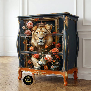 Papel De Seda Royal Lion King Crown Floral Frame Decolour