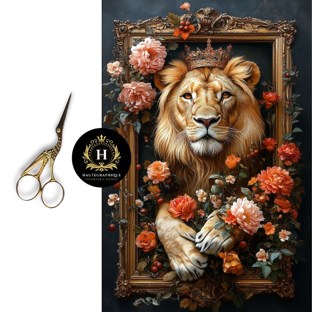 Papel De Seda Royal Lion King Crown Floral Frame Decolour (Subido por el creador)