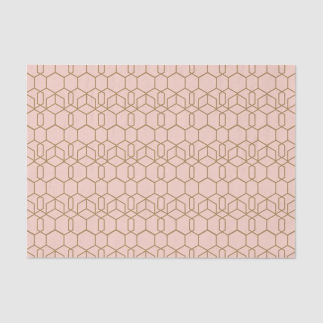 Papel De Seda Rubor de melocotón y glamour geométrico boho moder (Anverso)
